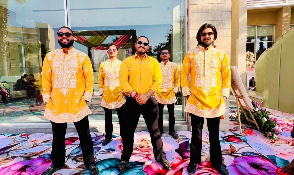 Navraj Dholis at wedding baraat